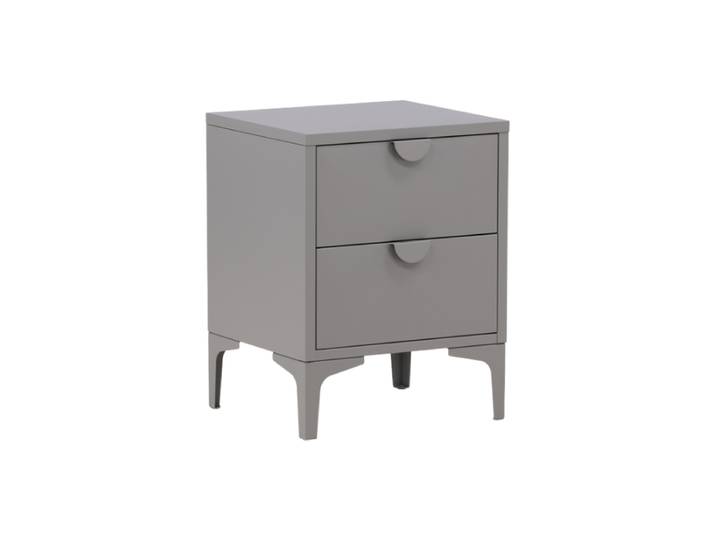 Design Beistell- und Nachttisch „Piring“ aus Metall Grau VE DESIGN