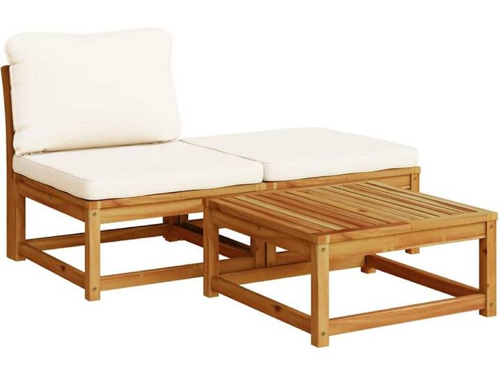 vidaXL 3-tlg. Garten-Lounge-Set mit Kissen Massivholz Akazie
