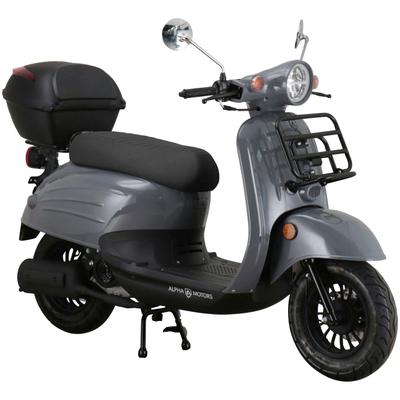 Motorroller ALPHA MOTORS "Adria", grau (mattgrau, schwarz), Motorroller, mit Topcase, 45 km/h, mit Lenkerschloss, B:67cm H:108cm L:175cm