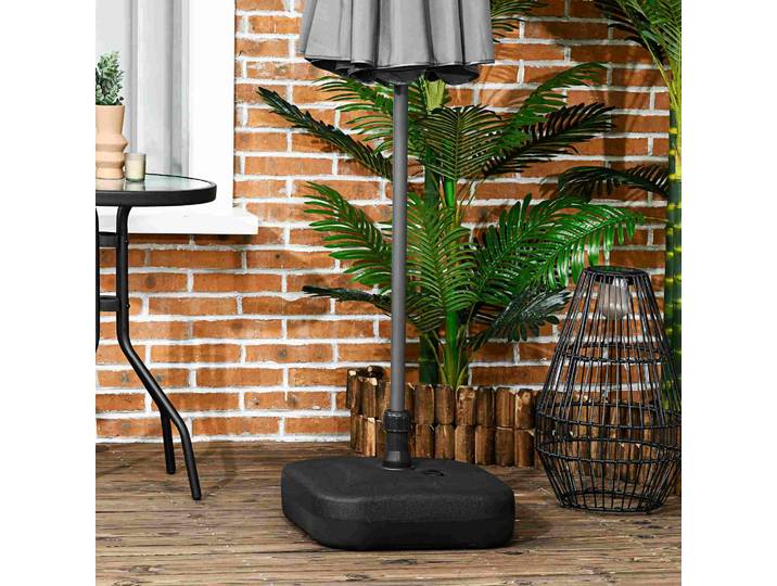 Outsunny Pied Parasol Rond HDPE Noir 46x45cm