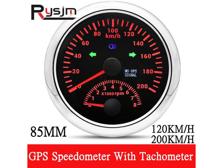 Nouveau 85mm numérique voiture camion bateau GPS compteur de vitesse jauge 0-200 KM/H 0-120kmh compteur de vitesse tachymètre 8000 tr/min pour voiture bateau ATV 9-32V