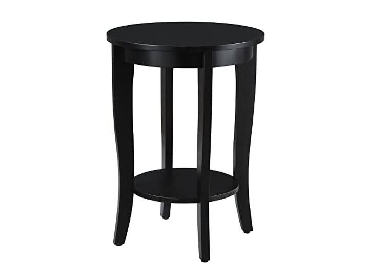 Convenience Concepts American Heritage Beistelltisch, rund, Schwarz Beistelltisch mit Ablage für Wohnzimmer, Sofa oder Schlafzimmer, Nachttisch, praktische Aufbewahrung und Organisation