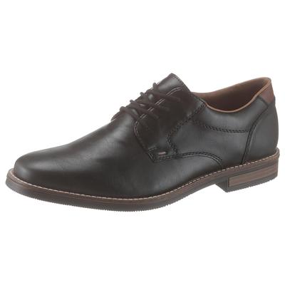 Schnürschuh RIEKER, Herren, Gr. 40, schwarz, Lederimitat, Schuhe Schnürschuh, mit modischen Ziernähten, Freizeitschuh, Halbschuh, Schnürschuh