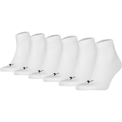 PUMA Unisex Quarter Socken, 6er Pack - Quarter Plain ECOM 6P, Logo, uni Weiß / 39-42