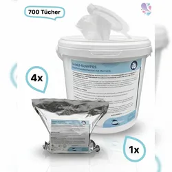Blanc HYGIENIC Desinfektionsmitteltücher im Eimer, 700 Tücher getränkt in Desinfektion ALKOHOLISCH (1 Eimer inkl. 5 Rollen je 140 Tücher)