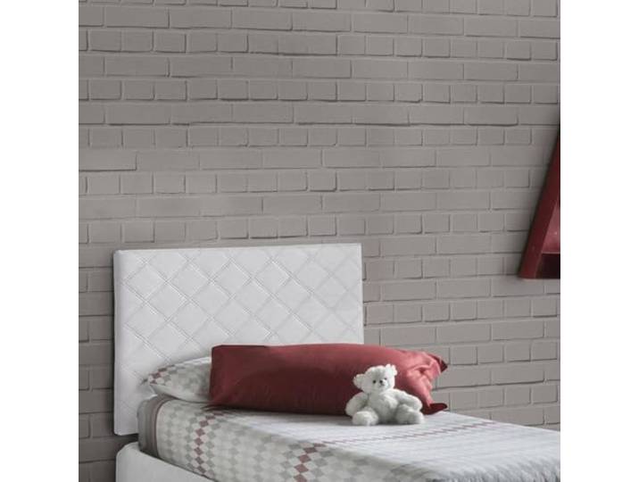 Talamo Italia - Einzelbett Cleziana, wandmontiertes Kopfteil aus Kunstleder, 100 % Made in Italy, geeignet für ein Einzelbett, 90 x 60 cm, Weiß