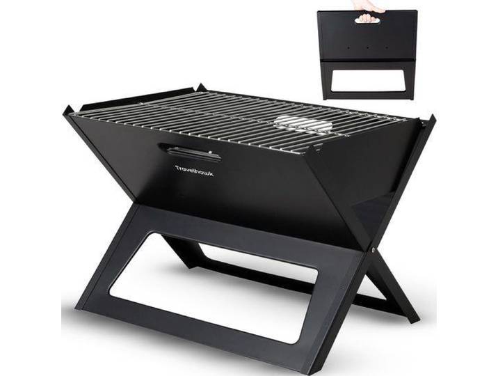 Travelhawk Opvouwbare Barbecue - Draagbaar - Grilloppervlak 44x32 cm - Zwart
