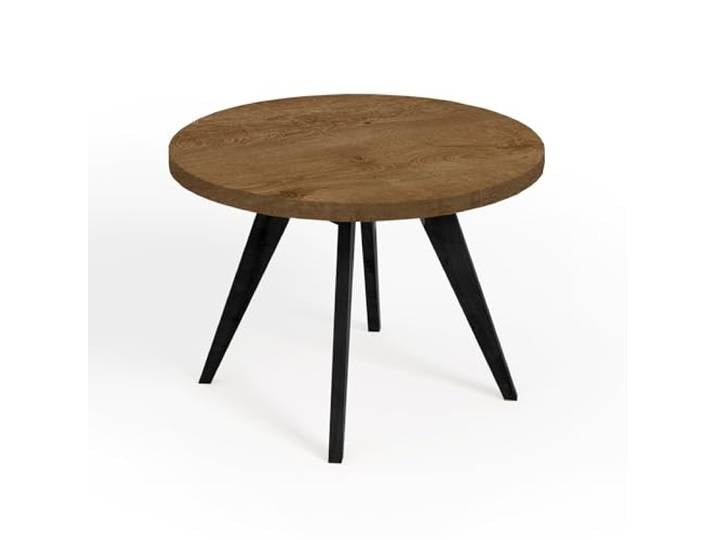 Dekori Möbel Runder Ausziehbarer Tisch für Esszimmer mit Holzbeinen, LORA, Loft-Stil, Skandinavische, Durchmesser Varianten: von 90 bis 220 cm (Eiche Lefkas/Schwarz, Durchmesser: 120/220 cm)