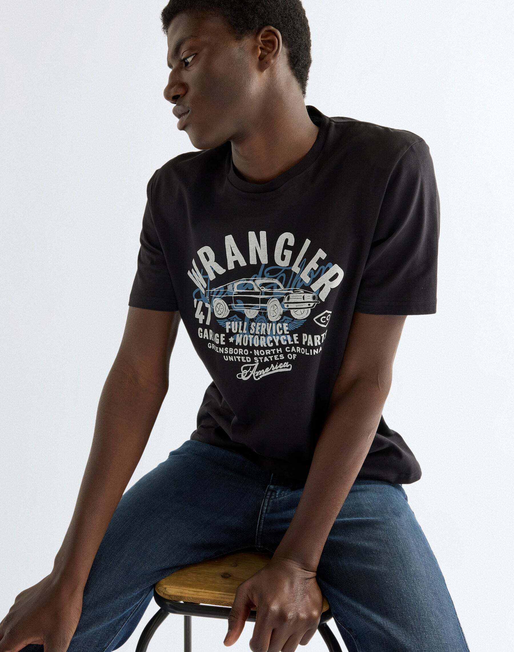 T-Shirt WRANGLER "WRANGLER T-Shirt Americana", Herren, Gr. L, schwarz, Obermaterial: 100% Baumwolle CO., Shirts T-Shirt schwarz L