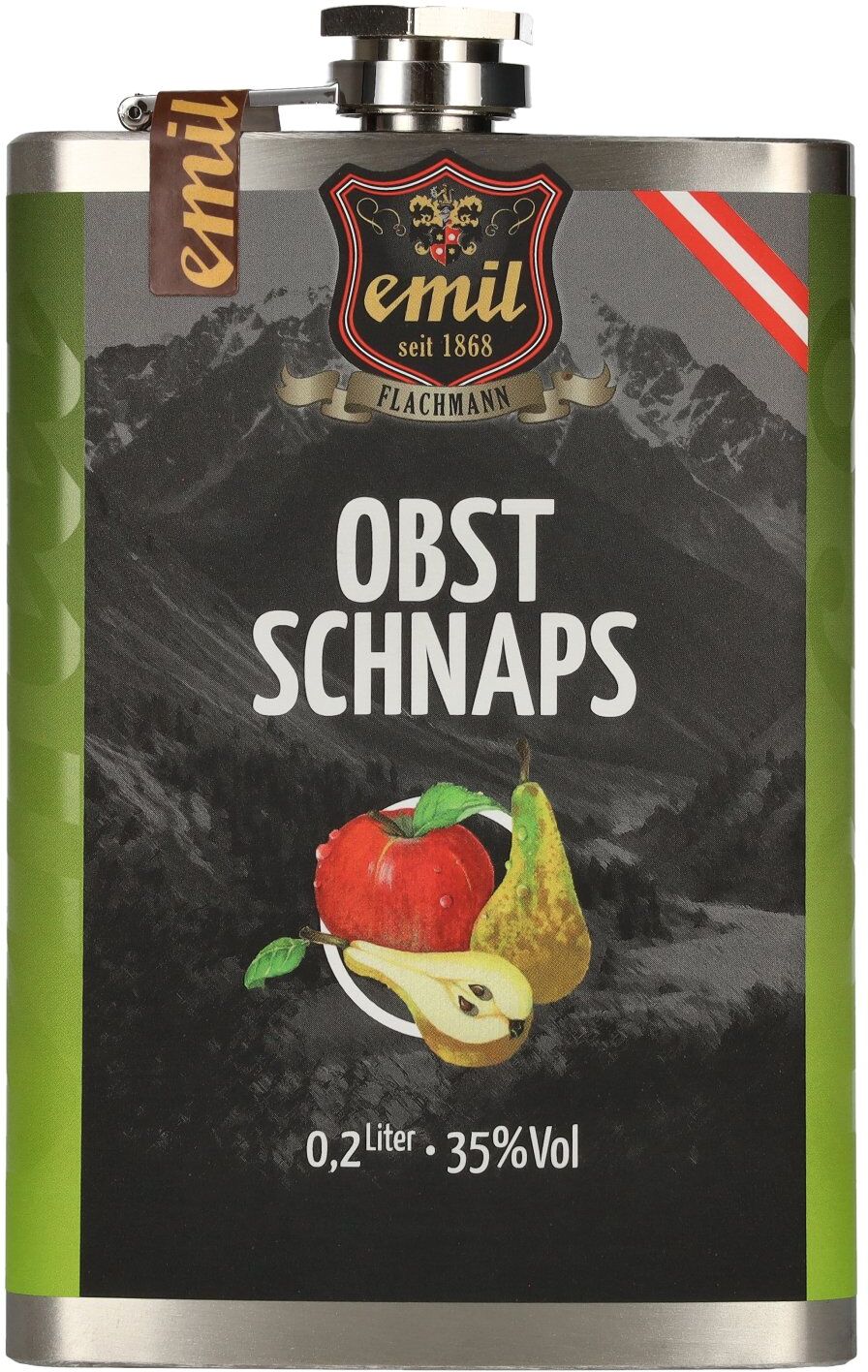 emil 1868 Obst Schnaps 35% Vol. 0,2l in Flachmann Flasche