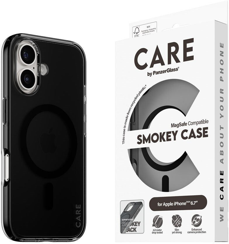 CARE by PanzerGlass iPhone 16 Plus FLAGSHIP Urban Combat Cover - MagSafe Kompatibel - Smokey / Black