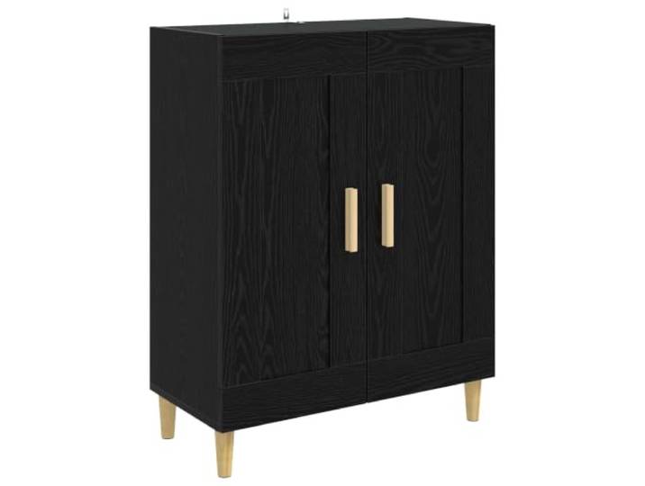 PUGYNBK Sideboard Eiche, Schwarz, 69,5 x 34 x 90 cm, technisches Holz Innenregal, flexible Türen 90 Grad, stabile konische Beine, elegante Verarbeitung, einfache Pflege