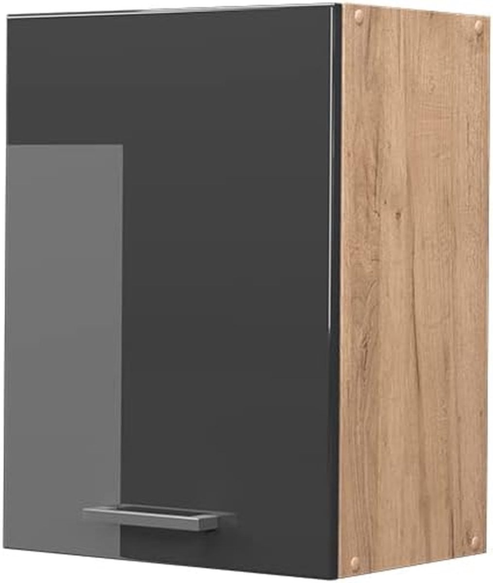 Antraciet Hoogglans Keuken Hangkast - Modulair Systeem - Breedte: 45 cm