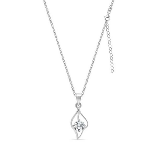 Damesketting van Sterlings zilver 925 met Druppelhanger en Sprankelende Steen BICLL038
