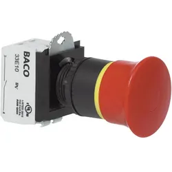Baco Not Aus Schalter L22DR01B Front Kunststoff, Schwarz, mit Statusanzeige 600 V 10 A IP69K 1 St., Schalter + Taster, Rot