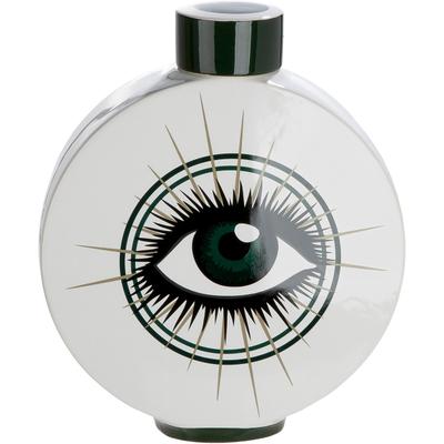 Tischvase GILDE "Deckelvase rund Magic Eye", weiß, B:29cm H:34,5cm T:7,5cm, Keramik, Vasen, Deckelvase, Magic Eye, Musterdesign, Aufbewahrung, modern