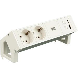 Bachmann Tischsteckdose Desk 2, mit 0,2 m GST18 Kabel, klemmbar, weiß, 2-fach, USB-A & USB-C