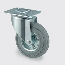 Transportrolle TENTE 125 mm, drehbar, grauer Gummi