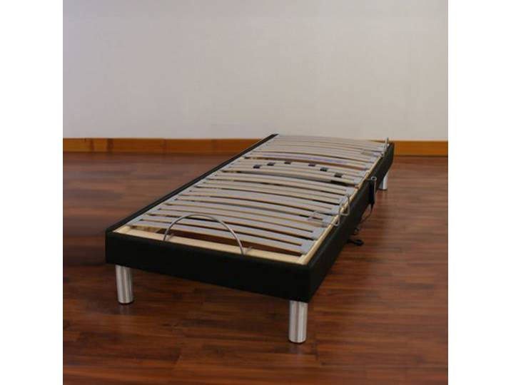 Sommier Électrique Relaxation Tous Lattes Cadre Tissu Noir 80 X 200