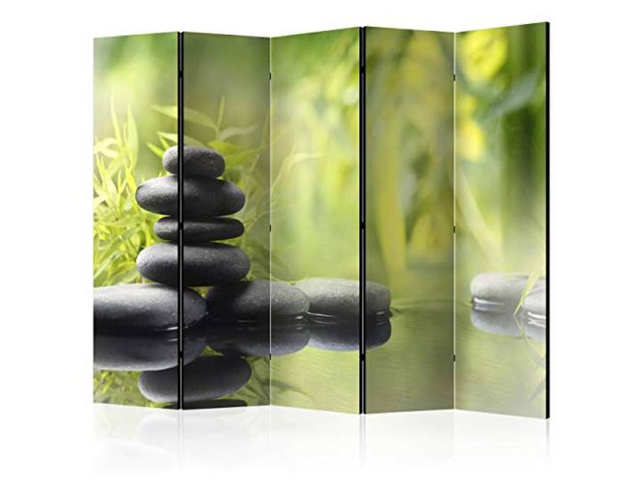 decomonkey Paravent Raumteiler Innen Spa Zen, 225x172 cm, 5-teilig, Büro Stabiler Holzrahmen, freistehend, beidseitig bedruckt, hochwertiger Druck, Spa-Motiv Zen-Design, hergestellt EU