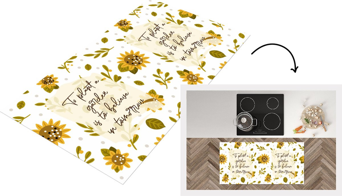 Keukenloper vinyl met quote To plant a garden is to believe in tomorrow - B: 120 cm, D: 60 cm