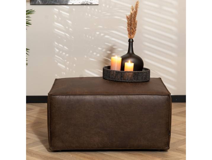 Bronx71 Leder Hocker Memphis rechteckig braun