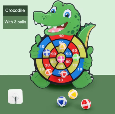Inspire Curations SmartPlay Montessori Dart Board Safe Indoor Velcro Target Game For Kids (Ages 37) crocodile