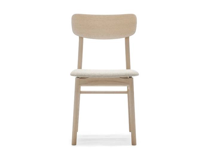 Stolab Chaise Prima Vista en chêne laqué mat clair Tissu Atto Driftwood V3576/01 gris