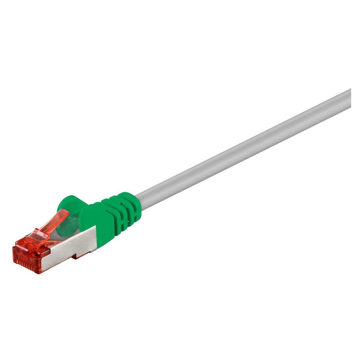 Goobay CAT 6 Crossover-Patchkabel, S/FTP (PiMF), Grau, Grün, Grau-Grün, 2 m (S/FTP, CAT6, 2 m) (68459)