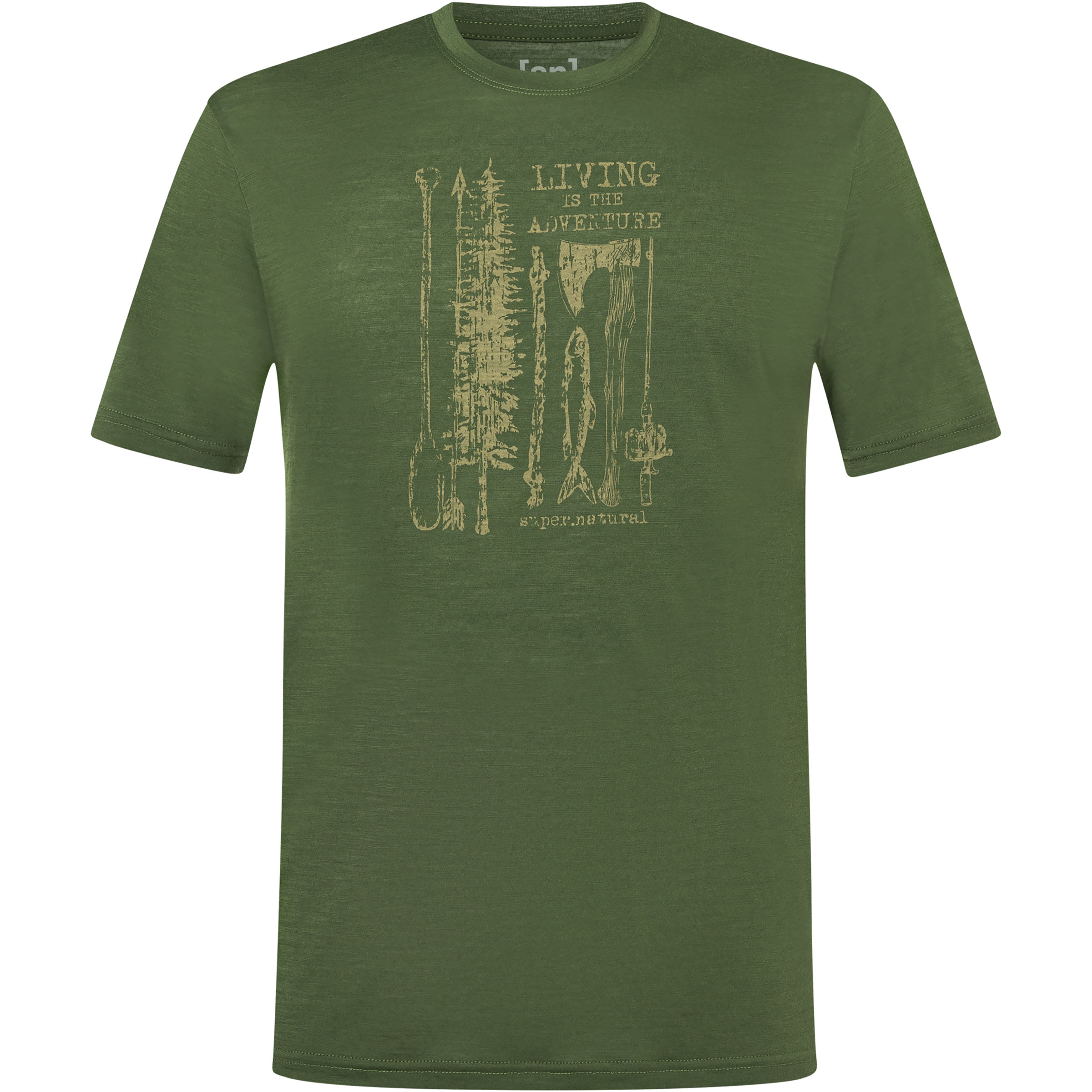 Super.Natural Fishing Adventure Herren T-Shirts oliv Größe XL Lifestyle Hautfreundlich Merinowolle