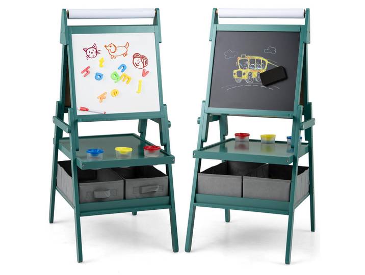 Costway Kinderstaffelei Grün, 54x101.5x46 cm, Dekoration, Malbedarf & Bastelbedarf