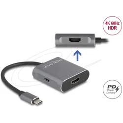 DELOCK USB Type-C Splitter zu 2 x HDMI MST mit USB Type-C