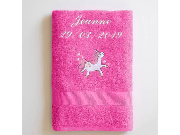 Collection éponge enfant brodée Licorne personnalisée - coton 380 g/m² - Blancheporte