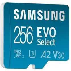 Samsung EVO Select MicroSD-Karte (256 GB, microSDXC, U3, UHS-I), Speicherkarte