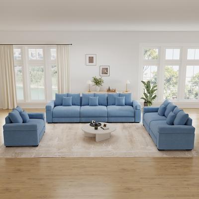 GDFStudio - 3-Piece Oversized Cloud Vertical Ribbed Corduroy Modular Sectional Sofa Set
