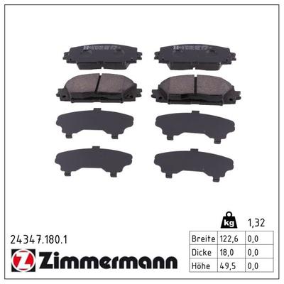 ZIMMERMANN Bremsbelagsatz, Scheibenbremse 243471801 Vorderachse für TOYOTA (FAW) GREAT WALL