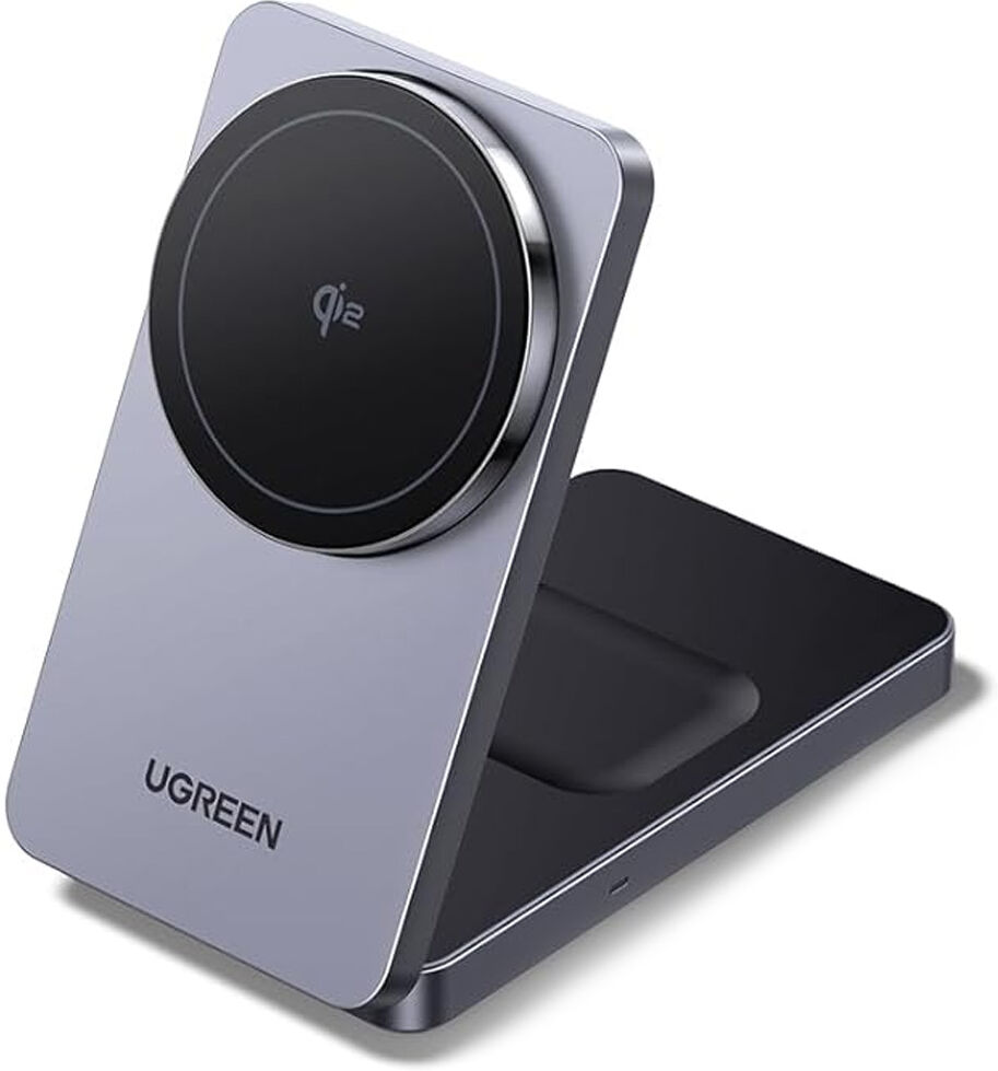 Ugreen Qi2 15w 2-I-1 Trådlös Laddare Magsafe - Grå
