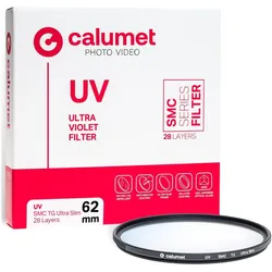 Calumet Filtr Filtr UV SMC TG 62 mm Ultra Slim 28 Layers (62 mm, UV-Filter), Objektivfilter, Transparent