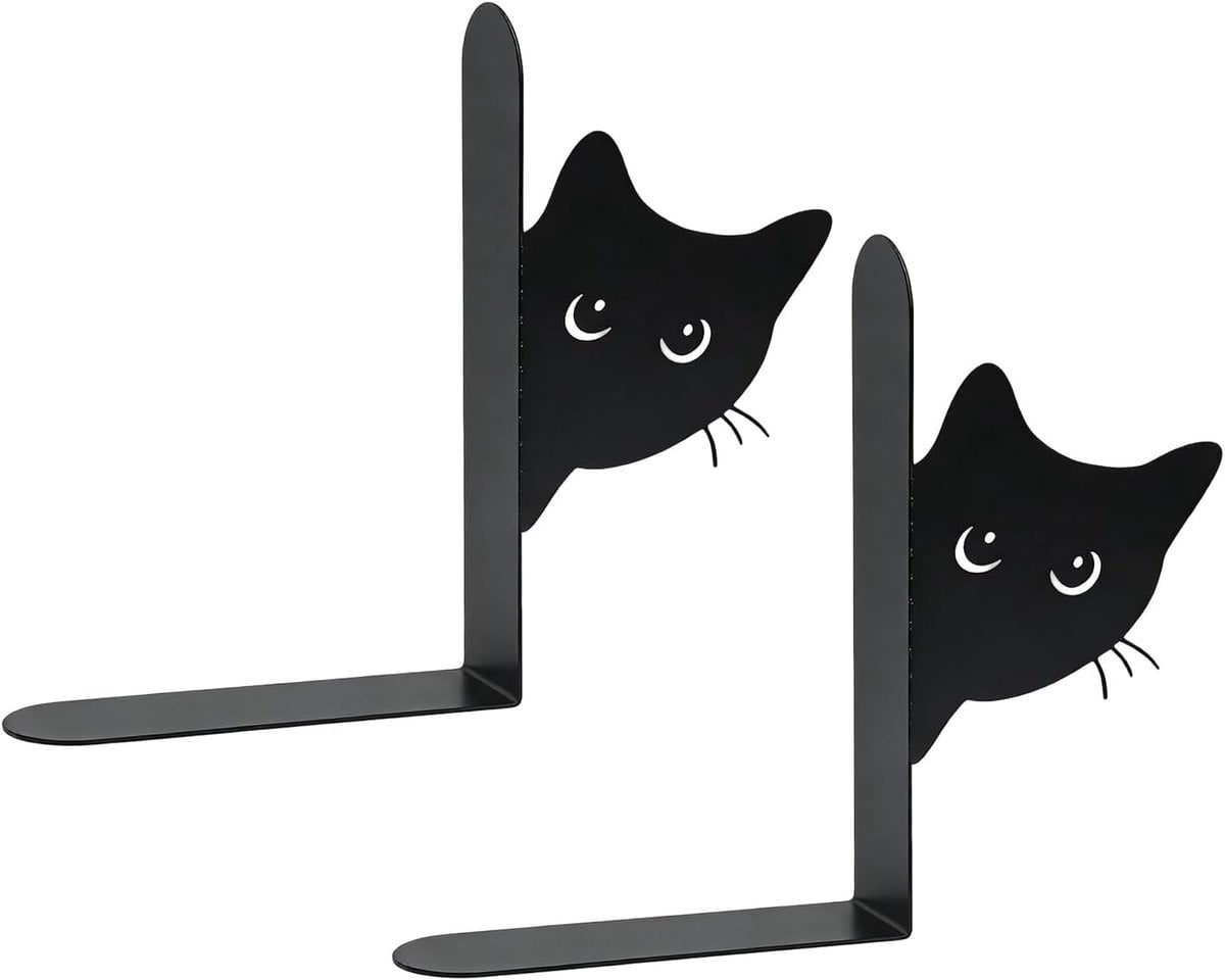 Decoratieve Katten Boekensteunen - Zwart - Breedte: 20 cm