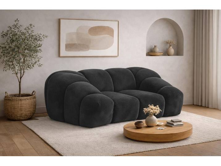 Kaiser Möbel Sessel modular, Veloursstoff Bluvel, Schwarz, CROISSANT