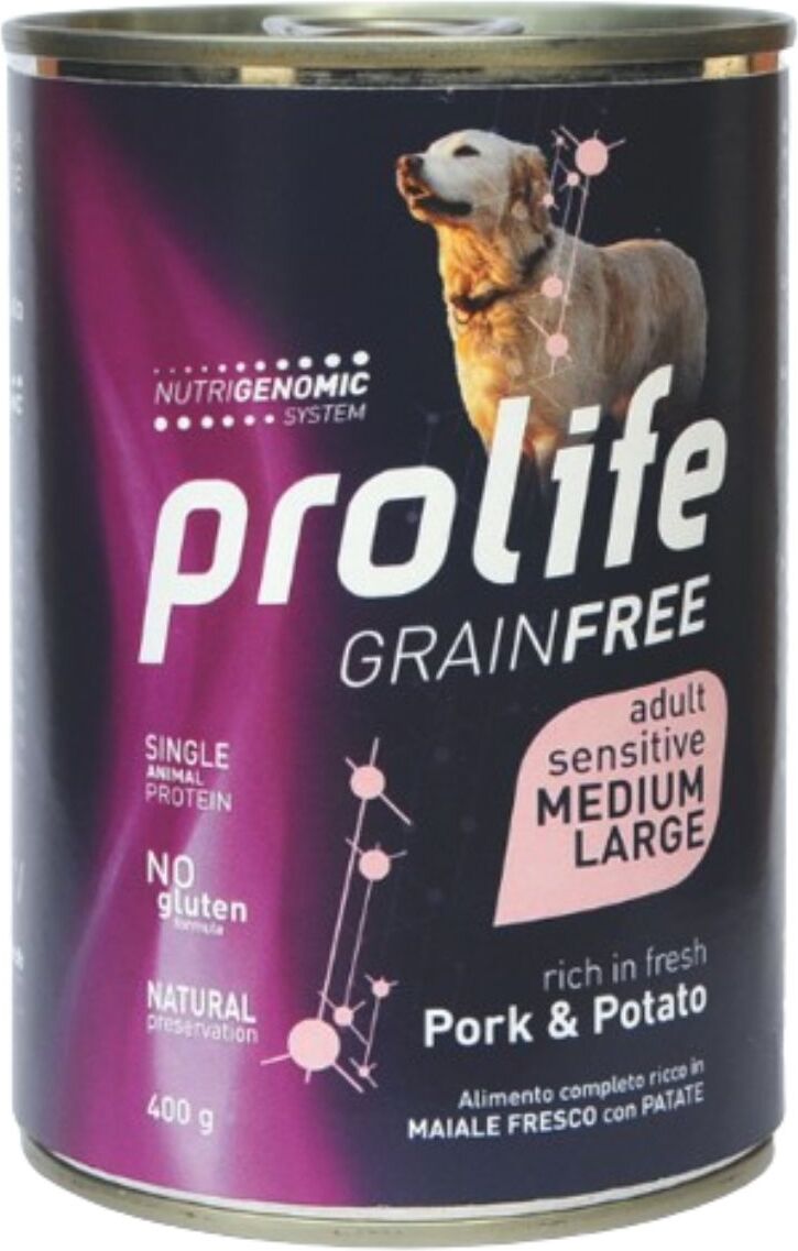 Prolife® Grain Free Adult Sensitive Medium/Large Maiale e Patate Umido per Cani Lattina da 400g
