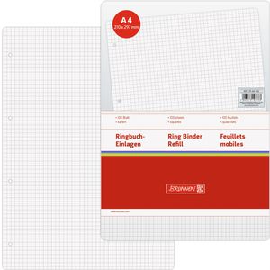 Brunnen Ringbucheinlagen 1066942, A4, 70g/m², 100 Blatt, 4-fach gelocht, kariert