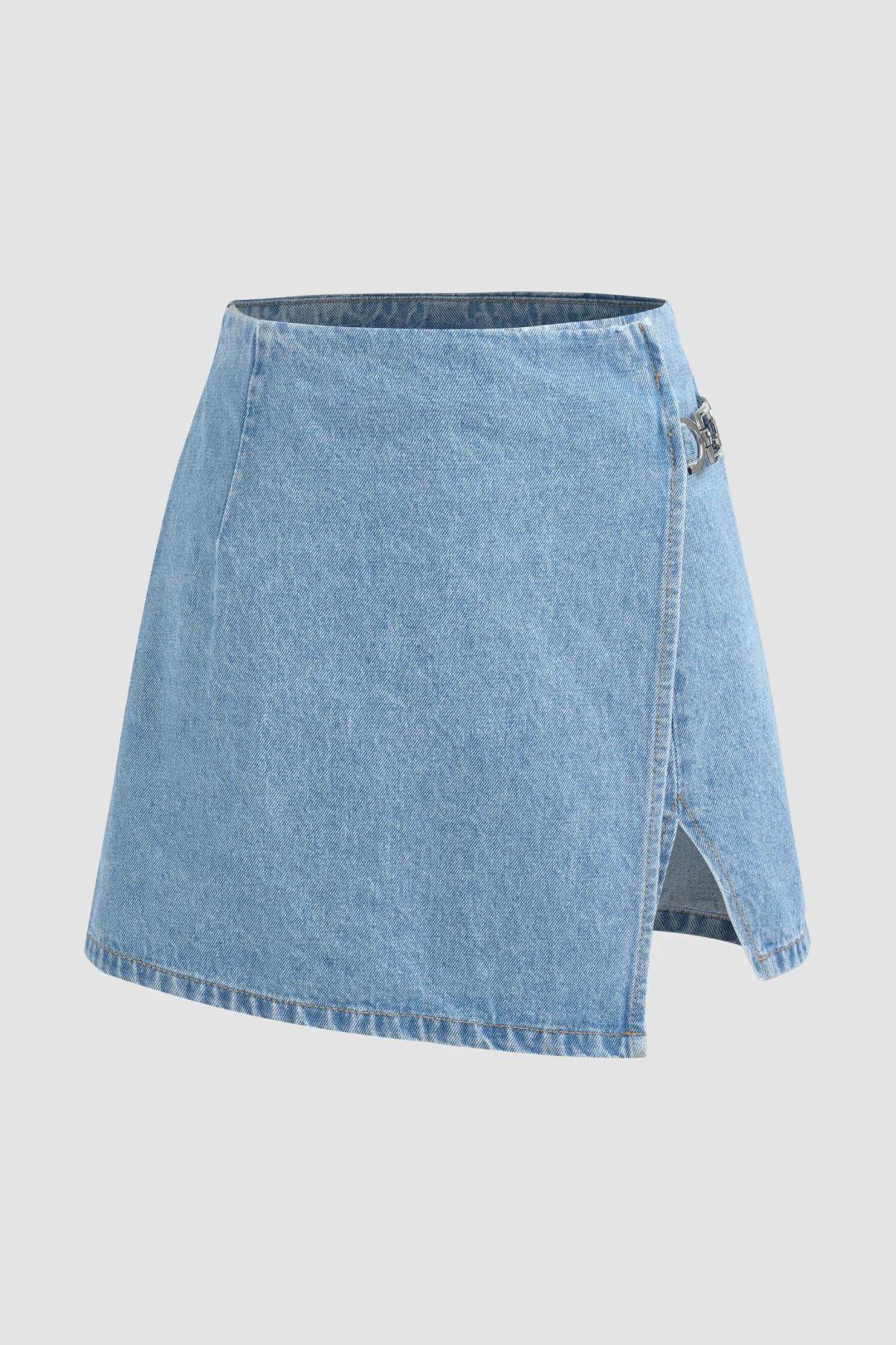 Hohe Taille Denim-Shortsrock