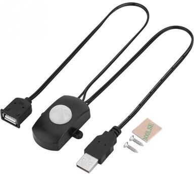 CaseAndConnect Smart PIR Motion Sensor Switch For LED Light Strips USB DC 5V 12V 24V Auto On Off black