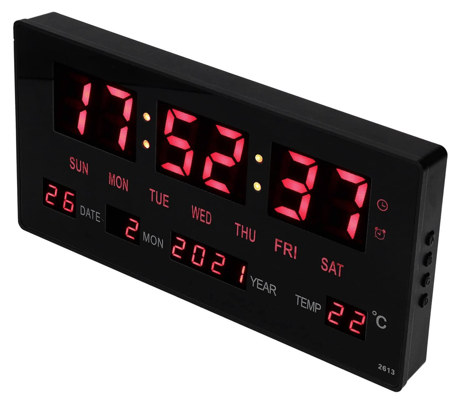 Dripio Digitale wandklok met LED-display en temperatuurweergave, zwart
