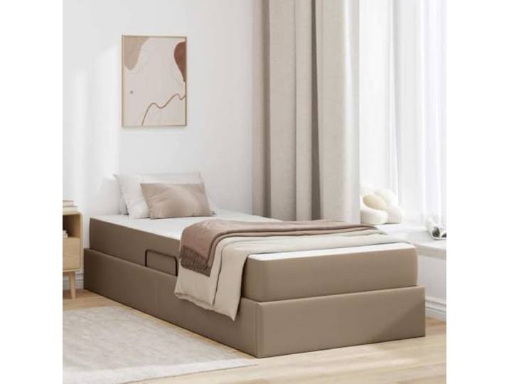 Kunstleder Bett mit Stauraum Metallrahmen Schlafzimmer 90 x 190 cm Braun Aufbewahrungsbett mit Matratze 2 Stck Cappuccino Kunstleder Komfortbett mit Stauraum Hydraulik Lattenrost Metallrahmen 90x190