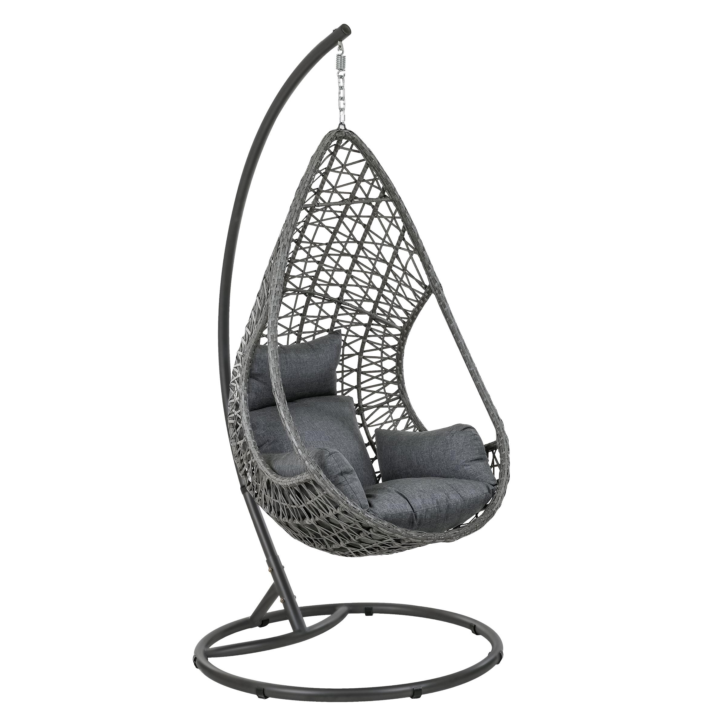 greemotion Hängesessel Kuba mit Gestell schwarz für Indoor Outdoor mit Kissen