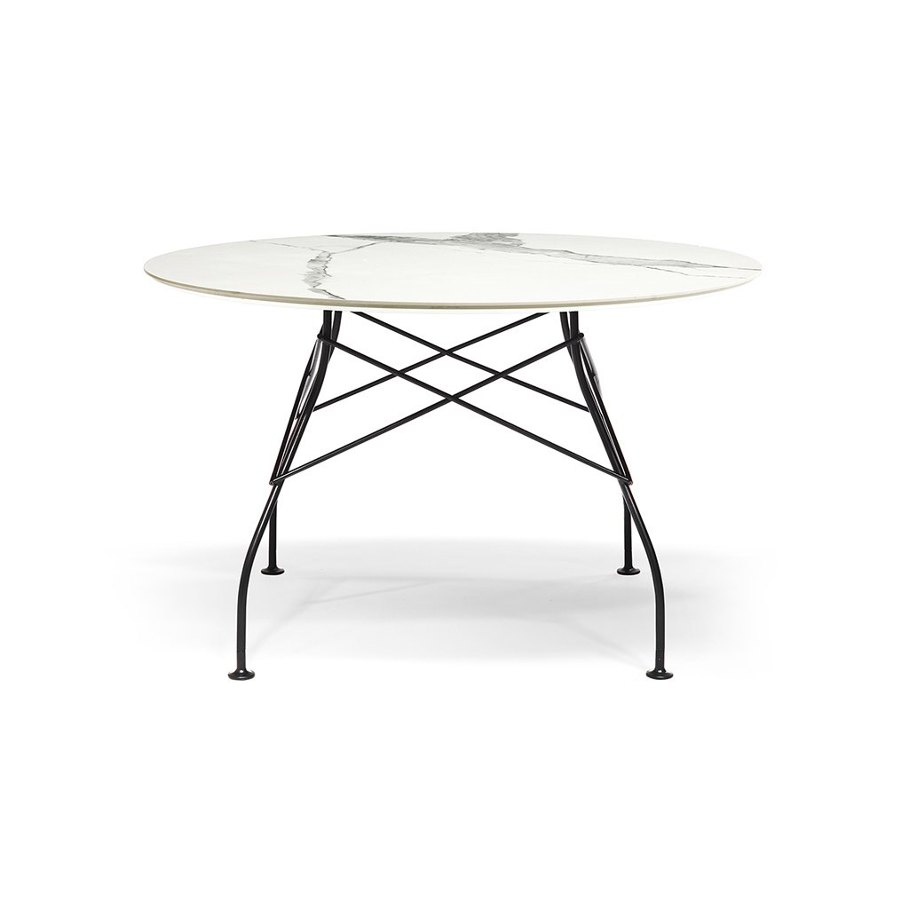 Kartell Glossy Marble Tisch rund (schwarz lackiert / Marmoroptik weiß) schwarz lackiert / Marmoroptik weiß 04565MB