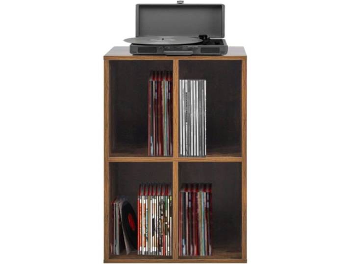 VDD Armoire pour disques Vinyle LP Couleur Noyer Brun Support Tourne-Disque Salon