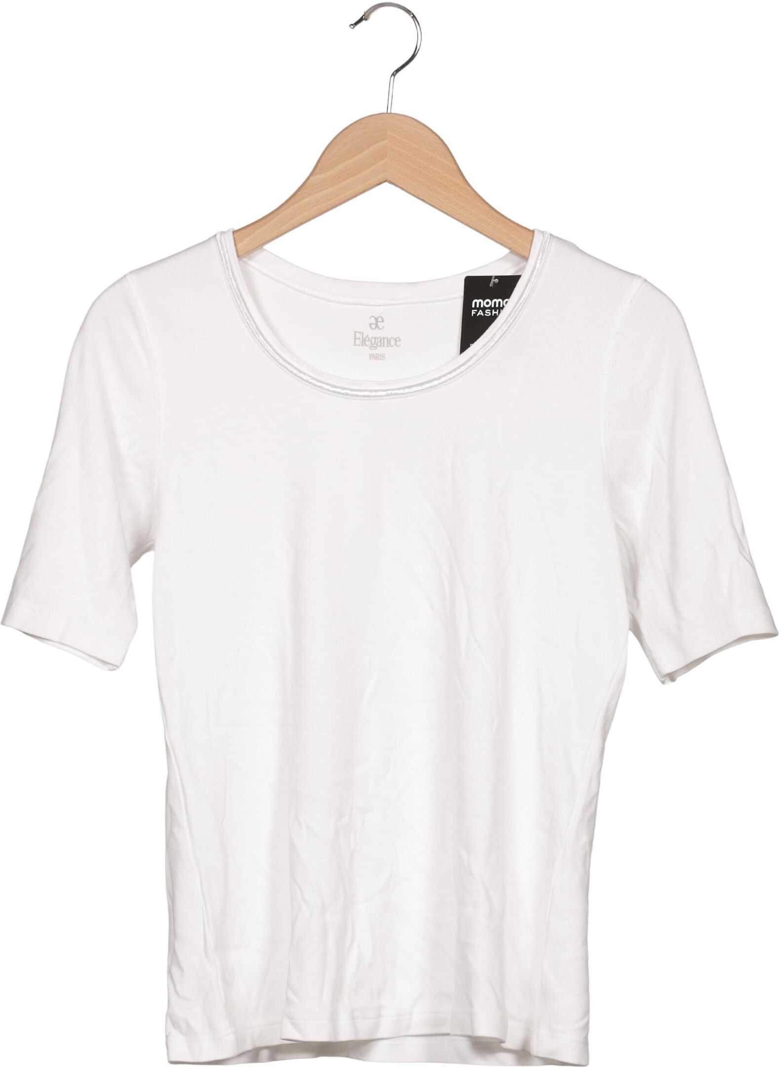 Elegance Paris Damen T-Shirt, Weiß, Gr. EU 38, Baumwolle - Second Hand
